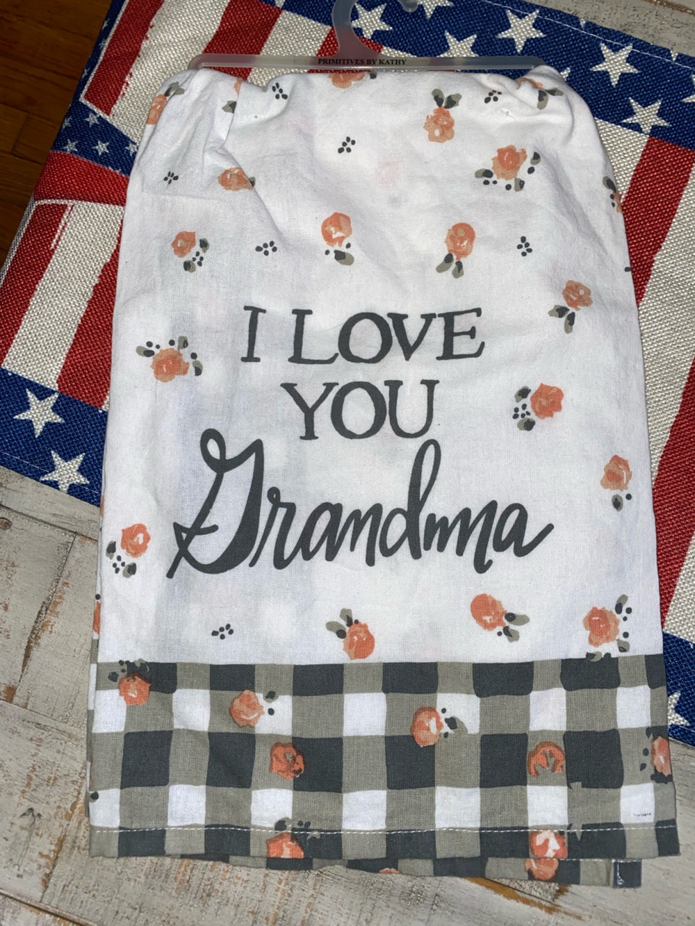 I Love You Grandma Floral Tea Towel Primitives by Kathy NEW!
